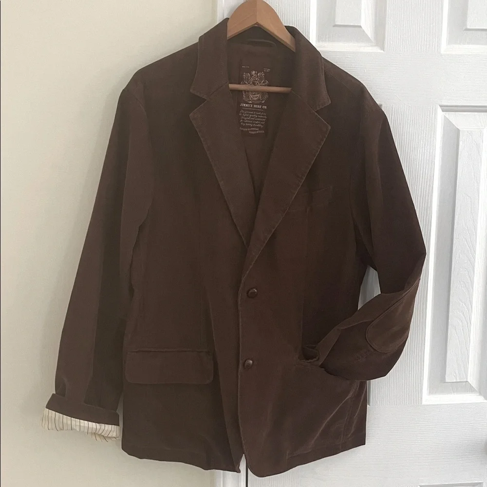 Brown Corduroy Sports Coat Elbow Patches Leather Buttons Size Medium